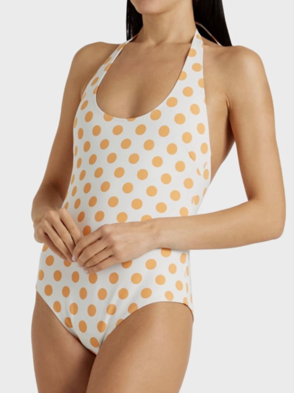 NEW Lisa Marie Fernandez Amber Polka Dot Halter One Piece Swimsuit Womens 3 US8